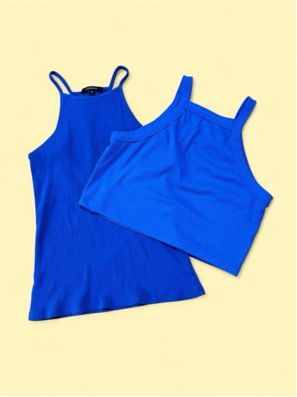 2pc Blue Ribbed Tank Top Bundle Women’s Medium SHEIN Ambiance Crop Cami Y2K
